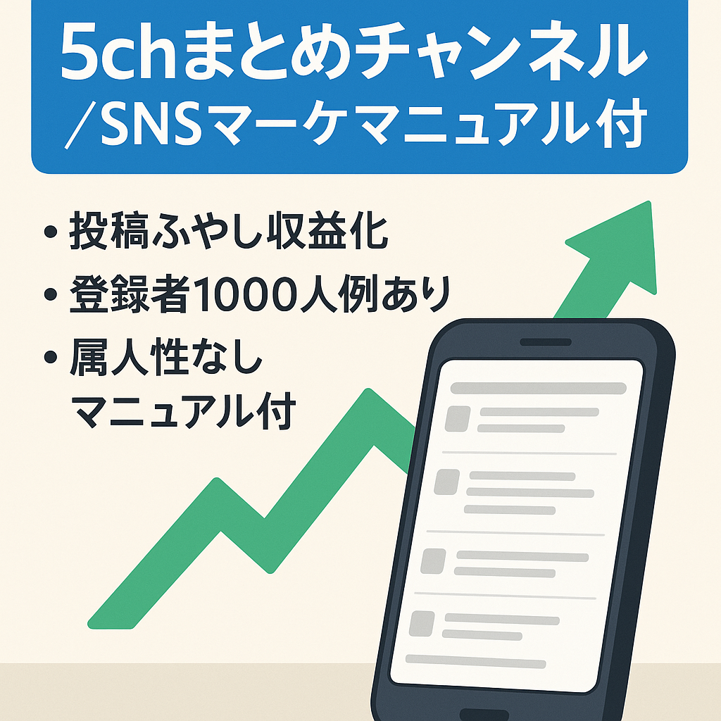 【副業に最適・属人性なし】SNSマーケティングのマニュアル付き5chまとめチャンネル