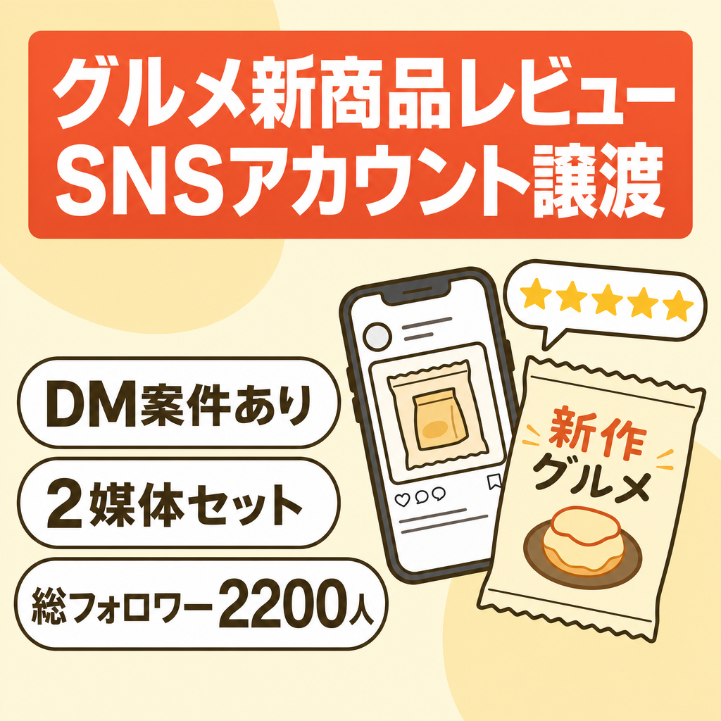 【Instagram+TikTokセット・単発案件DMアリ】新商品グルメレビュー特化アカウント｜総フォロワー2,200人・属人性なし・顔出しなし