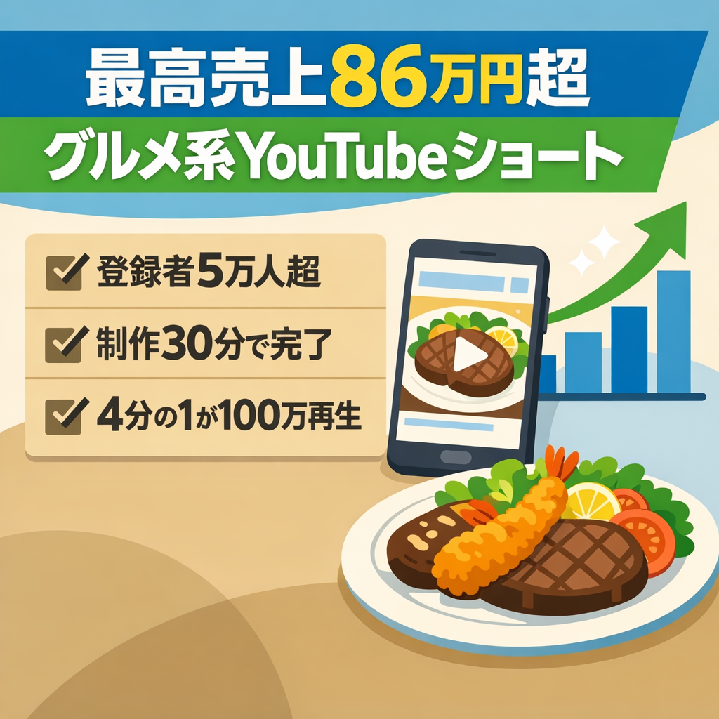 【最高売上86万円越え】グルメ系Youtubeショートチャンネル