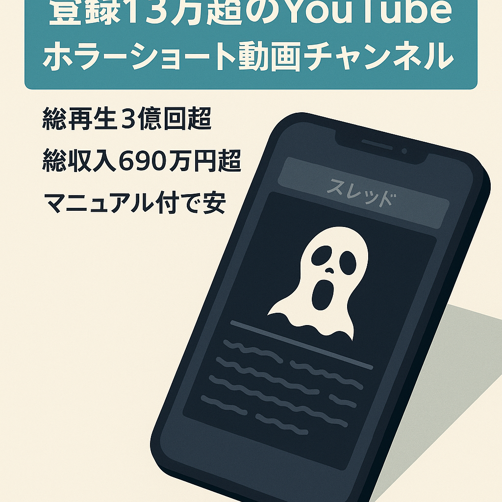 【収益化済/超高品質！】登録者13.3万人超え！2023年12月に最高月収約66万円！2chホラー系YouTubeショート動画チャンネル