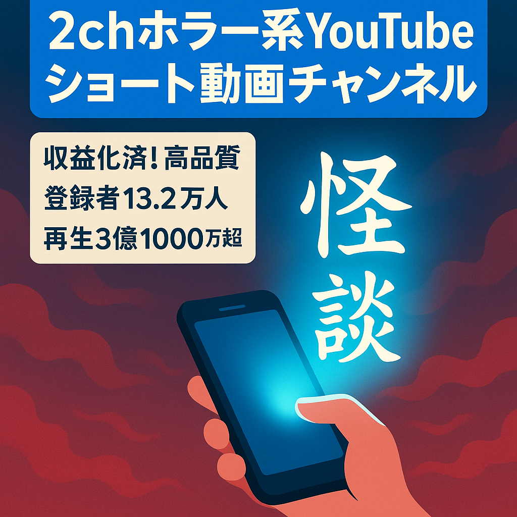 【収益化済/超高品質！】登録者13.2万人超え！2023年12月に最高月収約66万円！2chホラー系YouTubeショート動画チャンネル
