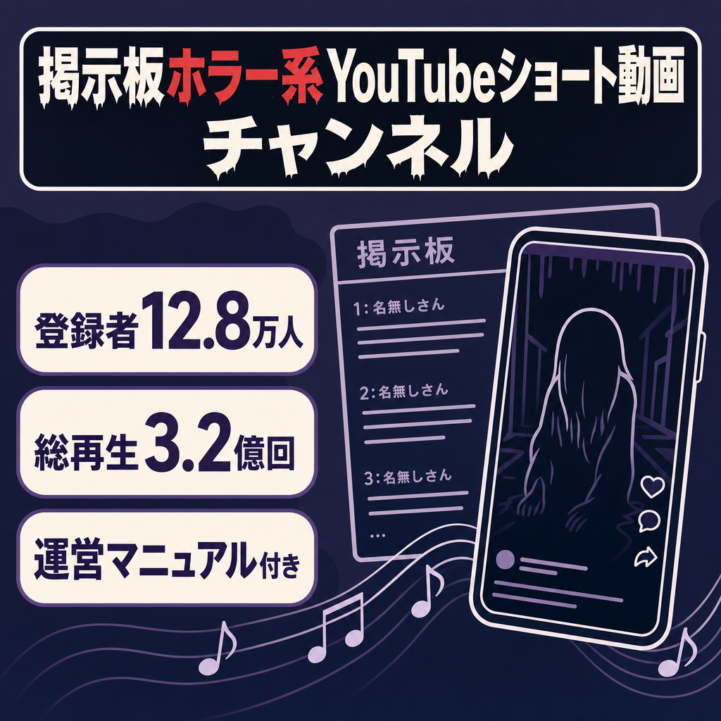 【収益化済/超高品質！】登録者12.8万人超え！2023年12月に最高月収約66万円！2chホラー系YouTubeショート動画チャンネル