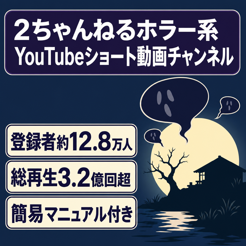 【期間限定】登録者約12.8万人！2023年12月に最高月収約66万円！2chホラー系YouTubeショート動画チャンネル