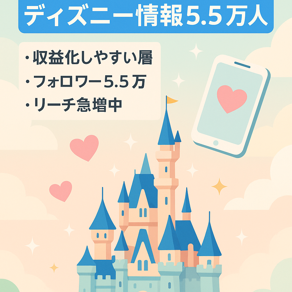 【Instagramフォロワー5.5万人】【金額交渉可能】属人性なし！ディズニー情報メディア