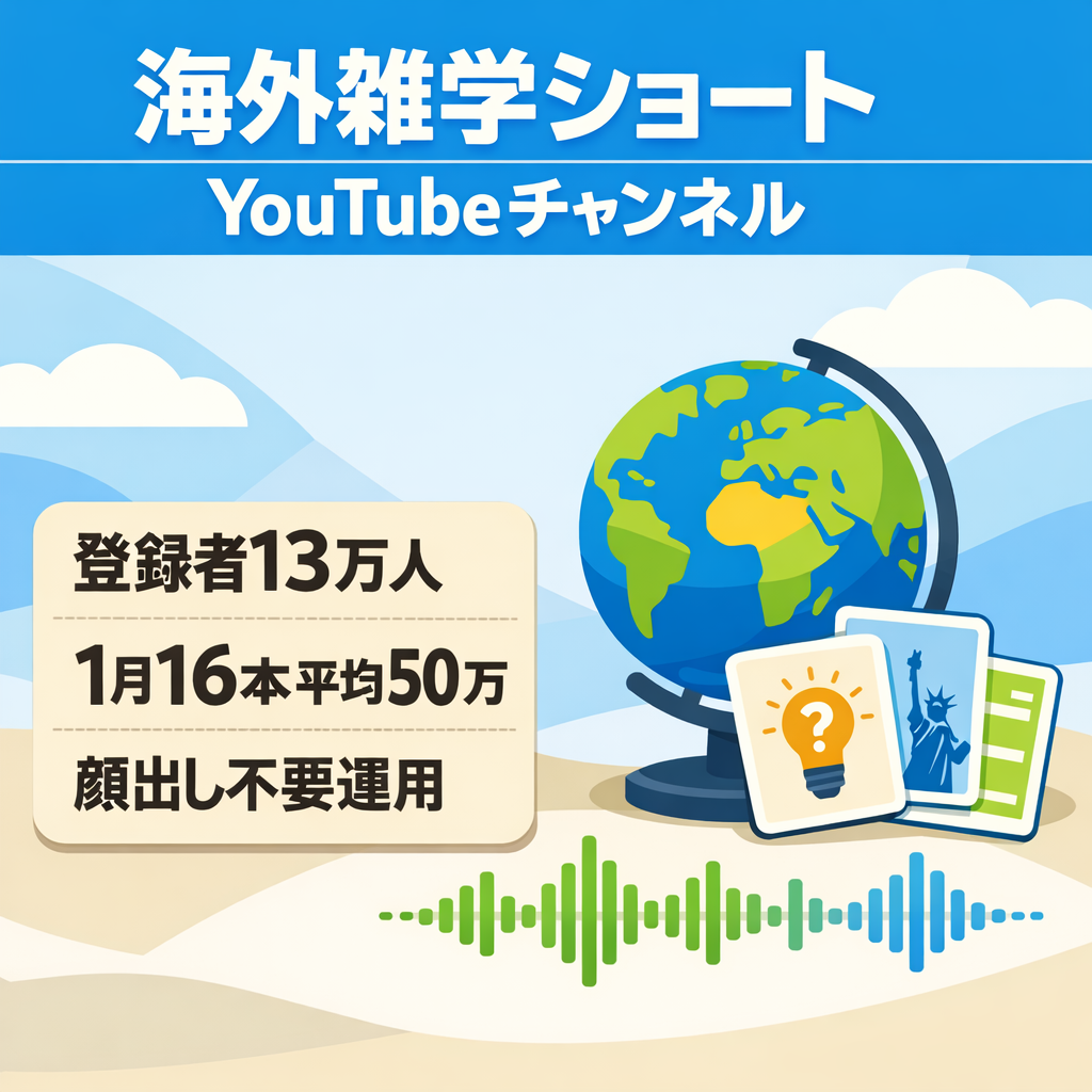 【総登録者13万人】海外雑学ショートYoutubeチャンネル(Tiktok,Instagram付)