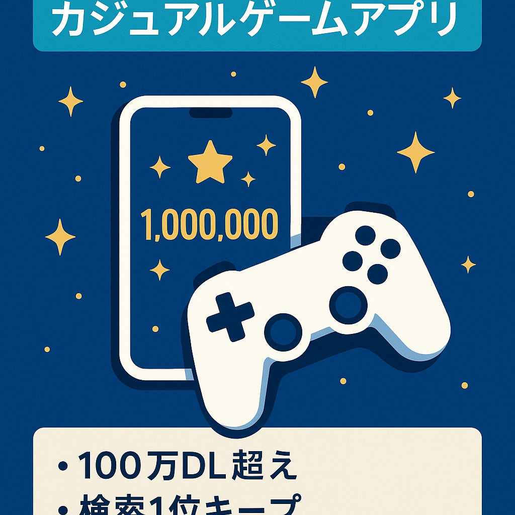 100万DL以上 AppStore でビッグワード検索1位のカジュアルゲームアプリ