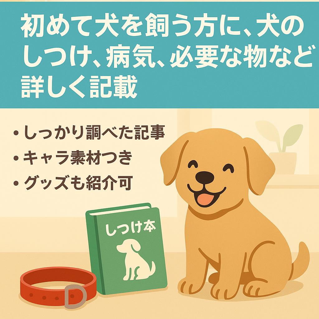 初めて犬を飼う方に、犬のしつけ、病気、必要な物など詳しく記載
