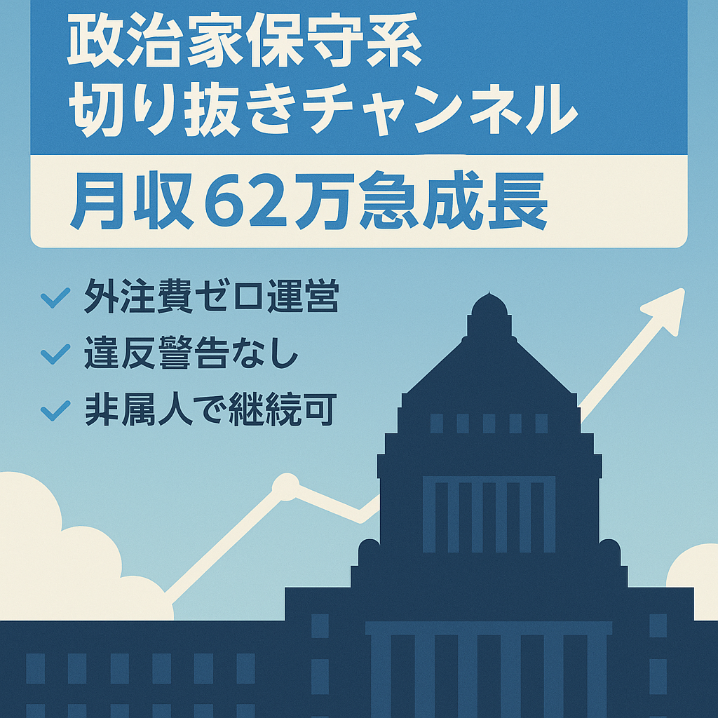 【急成長9月62万収益】保守系政治家の政治切り抜きチャンネル【急成長/非属人/高利益率】