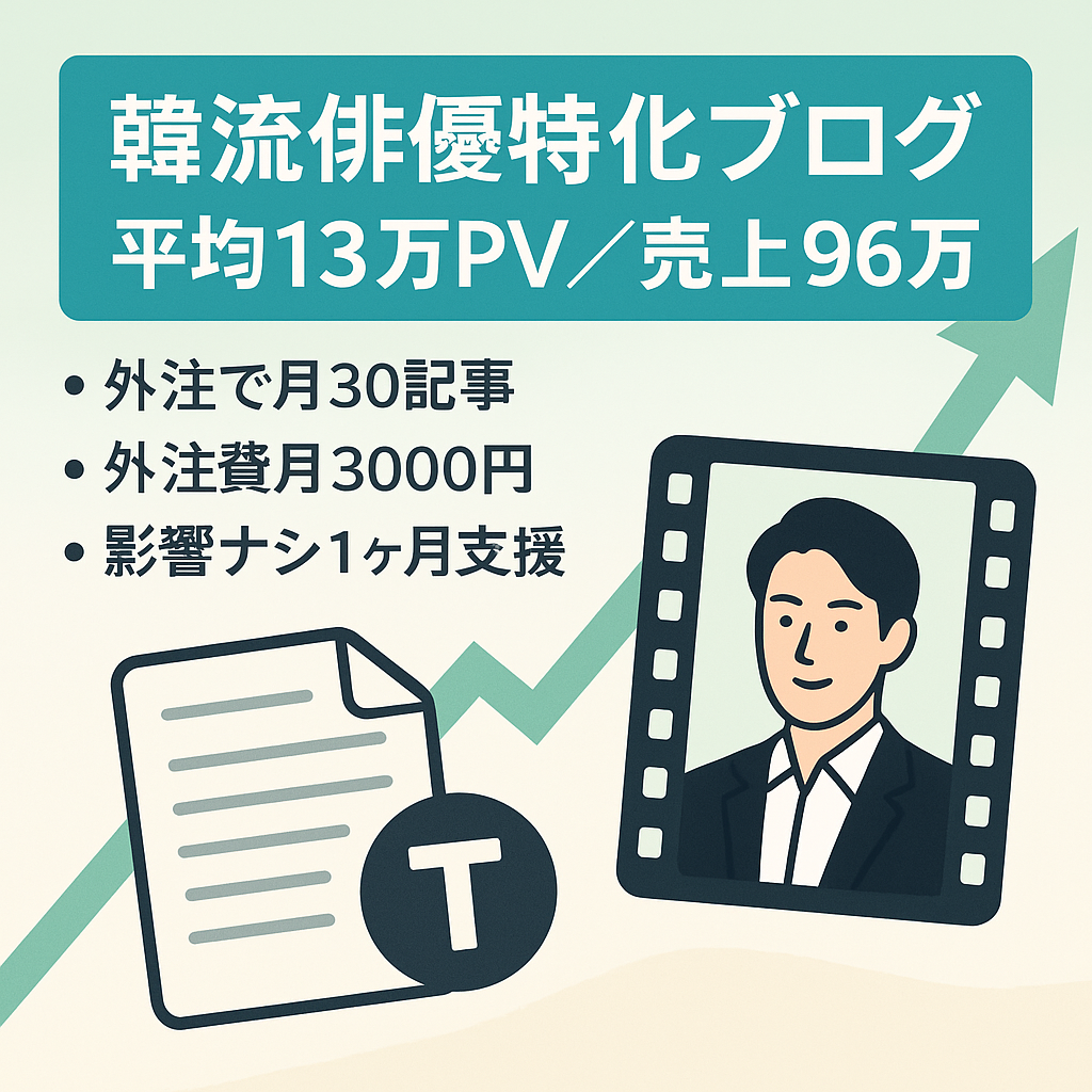 【韓流俳優の特化ブログ！成長性アリ】2023年の月間平均13万PV・総売上96万円を達成！