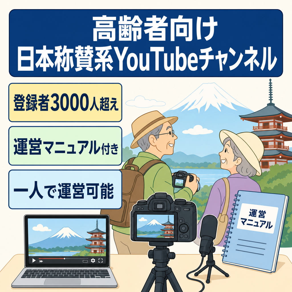 【登録者3000人超え！】高齢者向けに強い日本称賛系YouTubeチャンネルの譲渡、非属人！