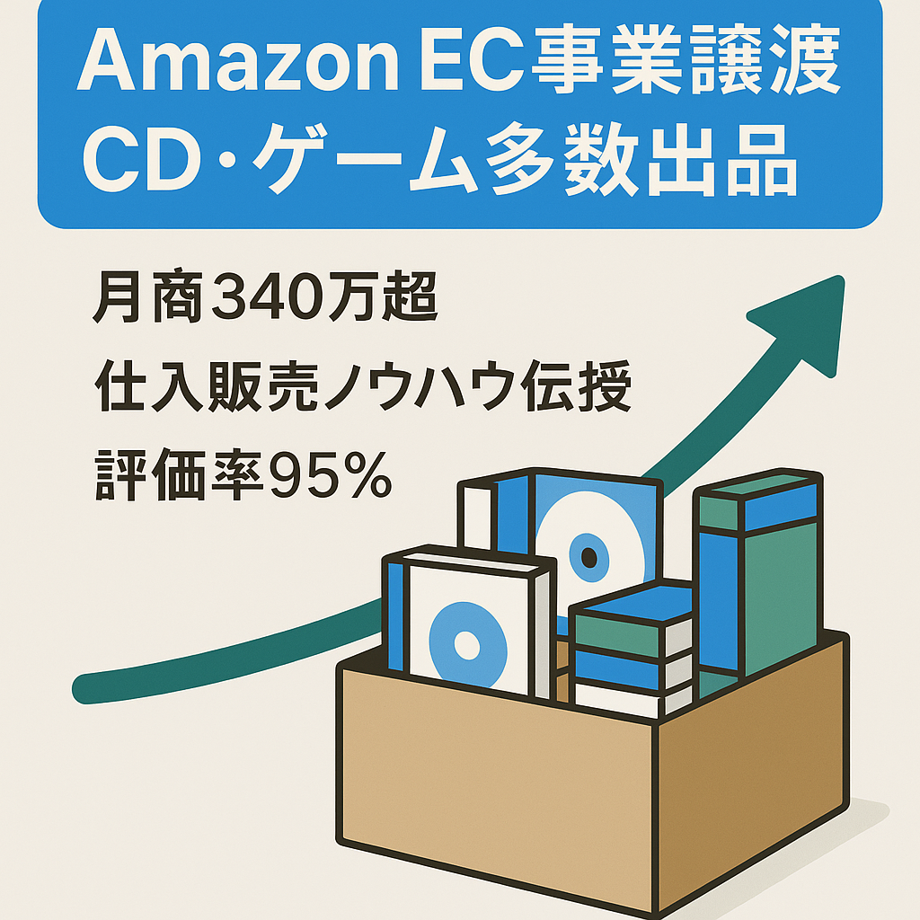 EC事業：【最終値下げ】【累計評価数2100件超え！】【運営年数11年】CD・ゲーム多数出品可能！AmazonEC事業譲渡