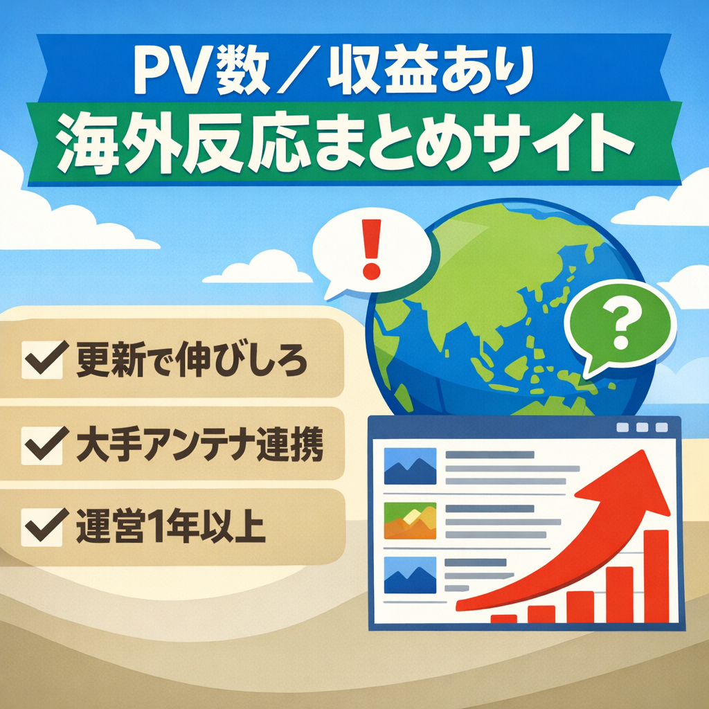 運用歴1年以上！海外の反応まとめサイト！【PV数・収益もあります！】
