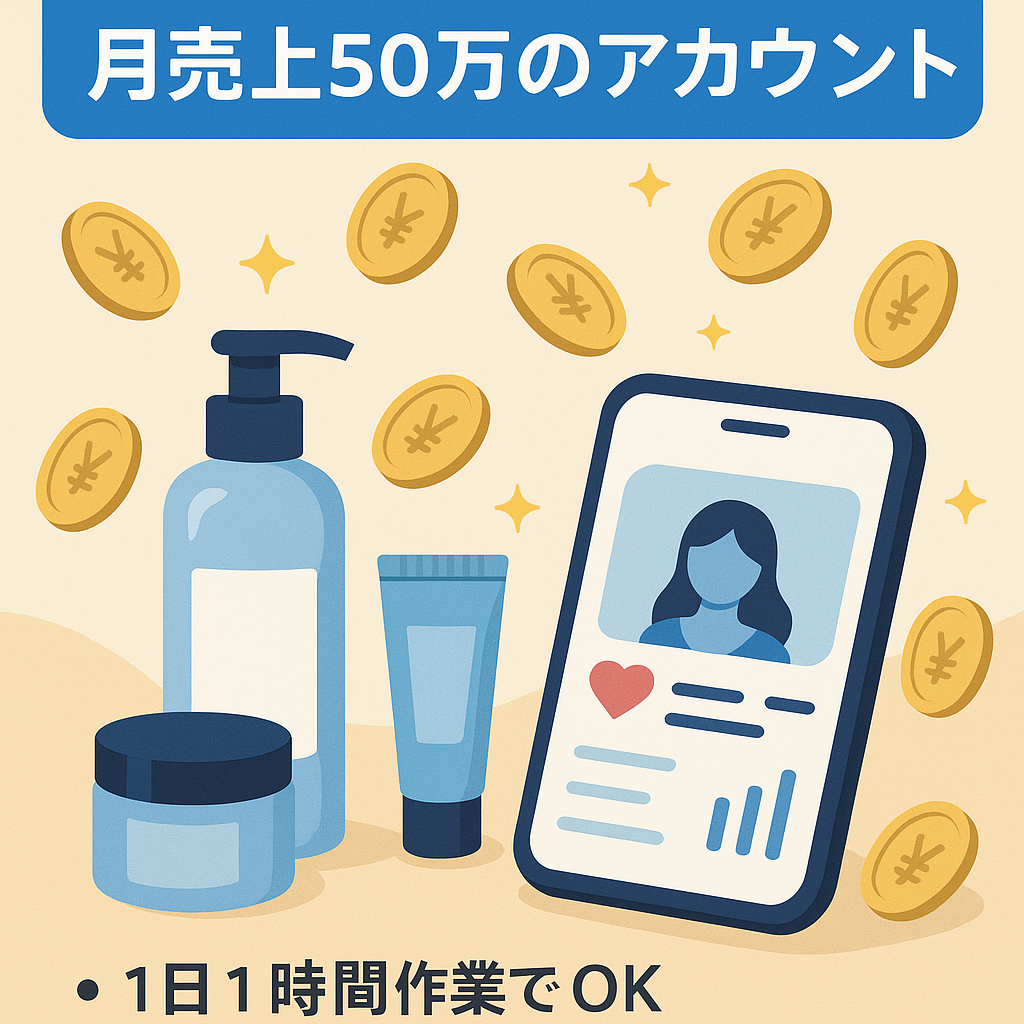 【早い者勝ち！】フォロワー2000人越え美容系アフィ単月平均売上約50万円アカウント