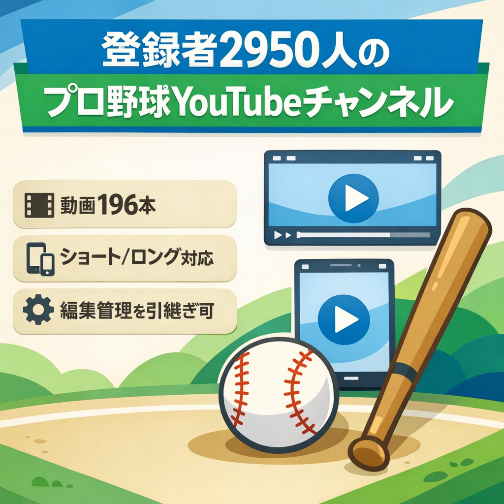 【登録者2950人！】プロ野球をメインとした、ショート/ロングどちらも対応可能なYouTubeチャンネル