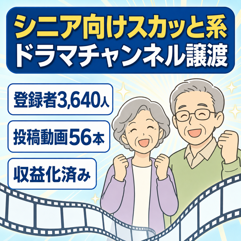 訳あり：【人気ジャンル】シニア向けスカッと系ドラマチャンネル｜登録者3,640人
