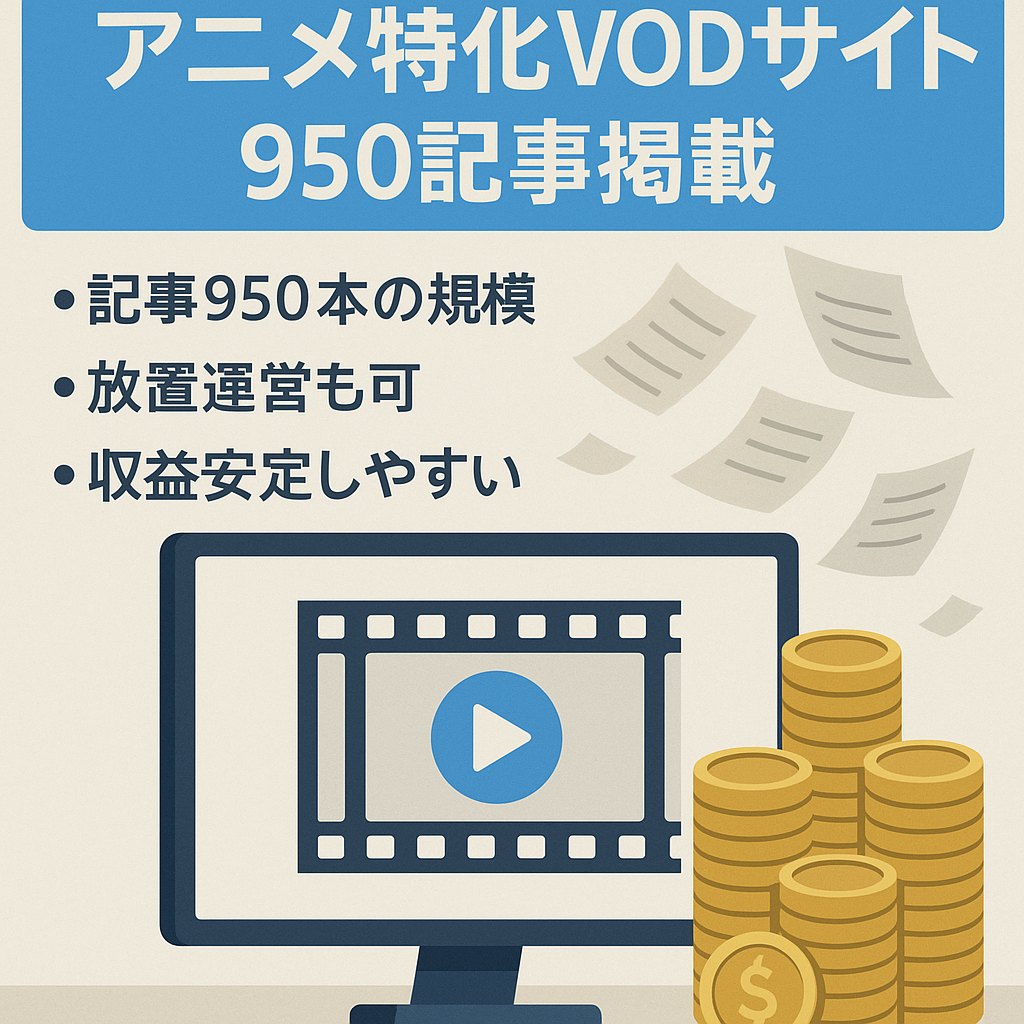 アニメ専門特化VODサイト 【トータル記事数950以上・投稿から放置運営まで可】