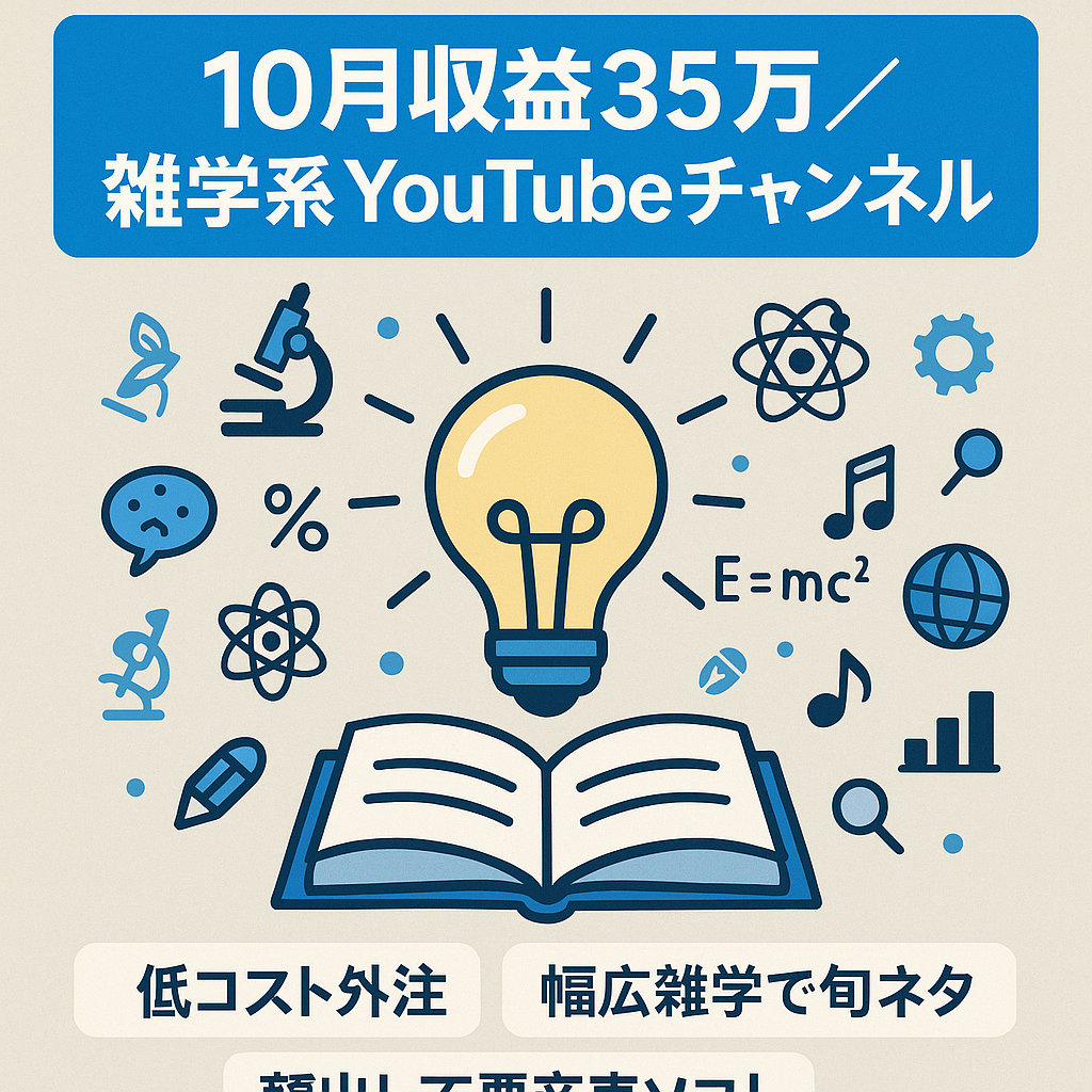 【急成長10月収益35万！】登録者1万人越え雑学系YouTubeチャンネル