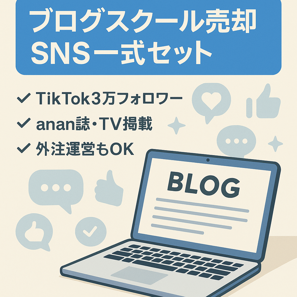 【anan、テレビから掲載依頼あり】チャンネル登録者数500名、ブログスクール売却　法人の方、副業の方向け【今月限定】