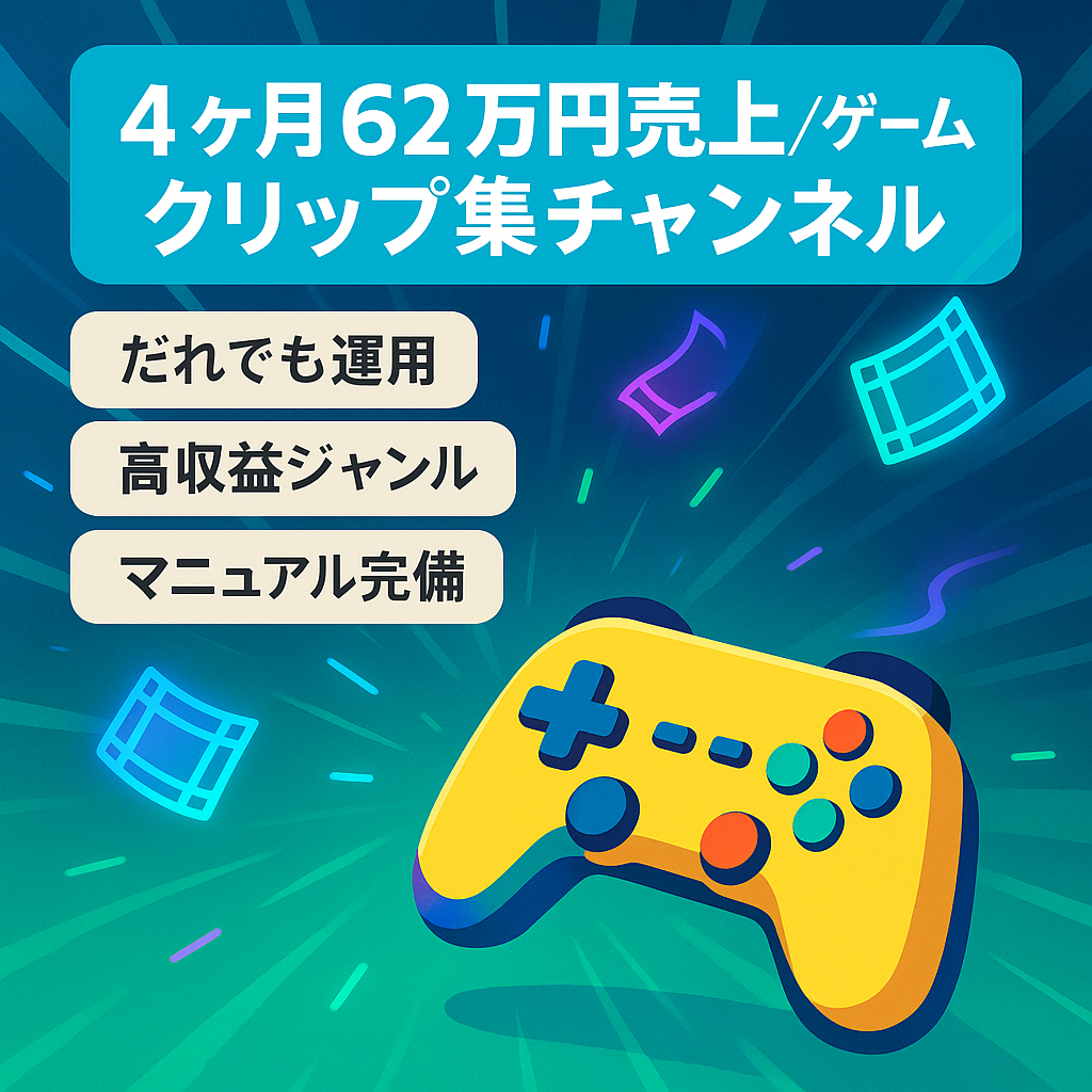 【4ヶ月で売上62万円】大人気ゲームのクリップ集まとめチャンネル【属人性なし】