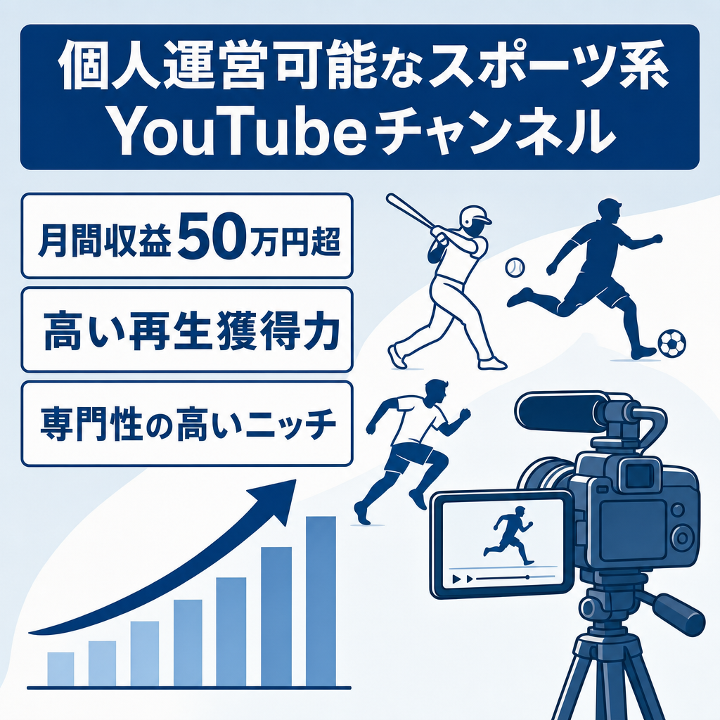 【個人運営可能・直近月間収益50万円超】スポーツ系YouTubeチャンネル