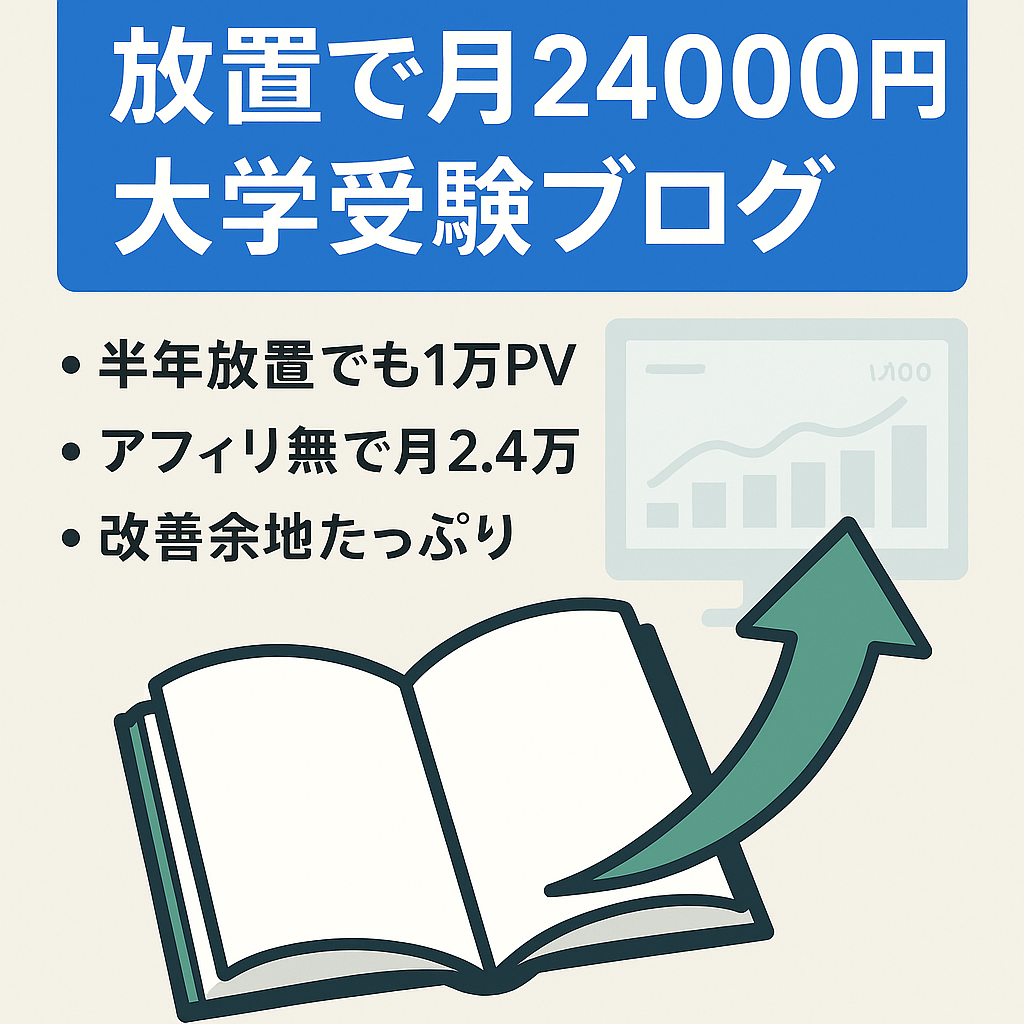 【アフィリエイト設置無し】殆ど放置で月24000円が手に入る大学受験ブログ
