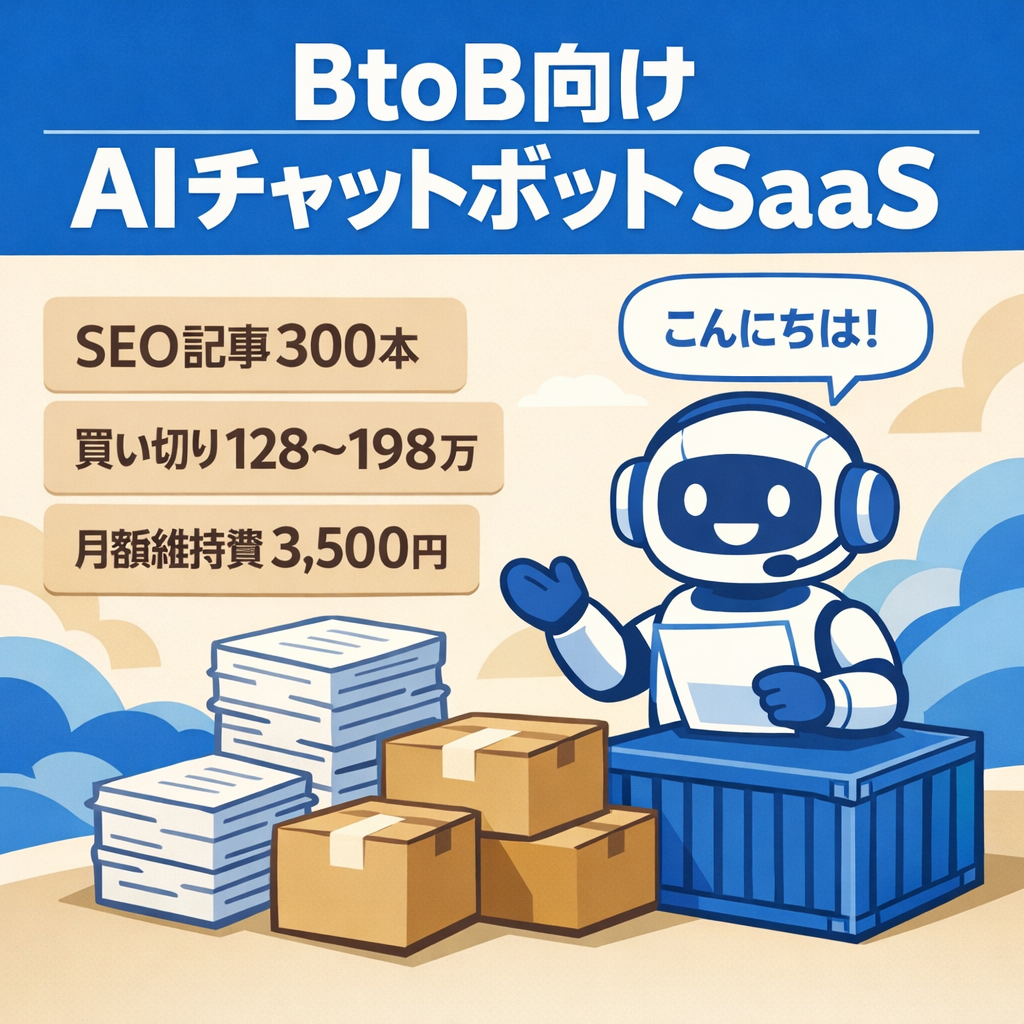 BtoB向けAIチャットボットSaaS完成品｜買い切り/OEM対応・SEO記事300本付き
