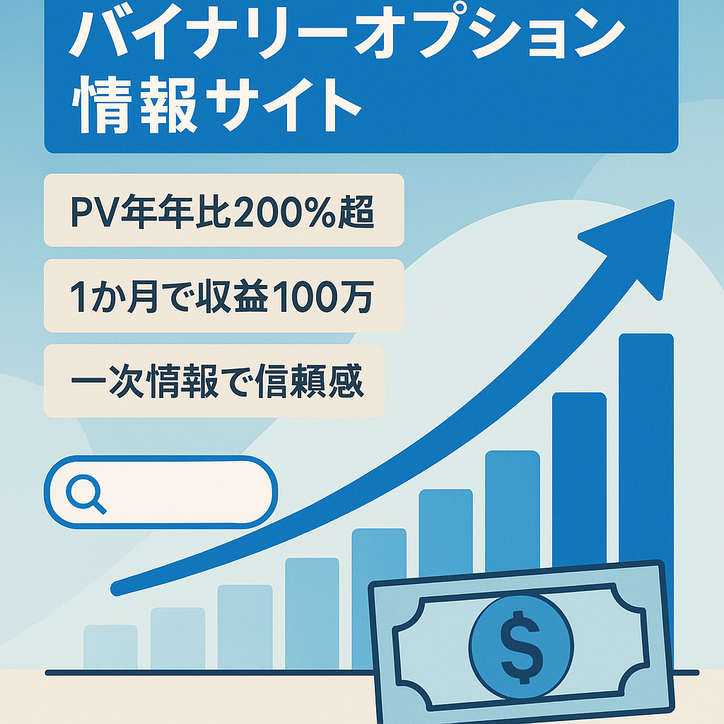 【バイナリーオプション】SEO上位多数｜検索流入で月間利益140万円以上