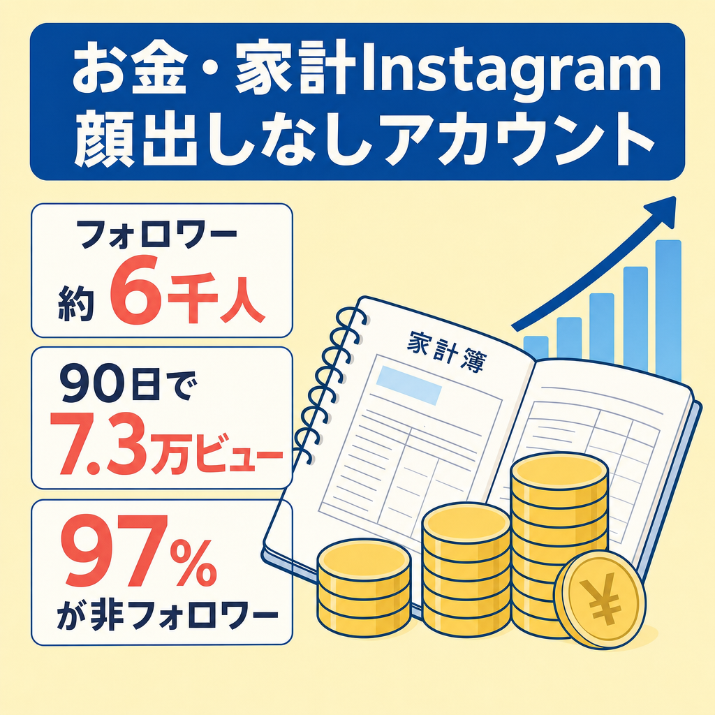 【フォロワー約6,000人・直近90日で7.3万ビュー】お金・家計ジャンルのInstagram｜35〜64歳が7割・顔出しなし