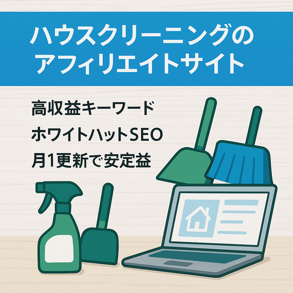 ハウスクリーニングのアフィリエイトサイト【月1更新で利益10万】