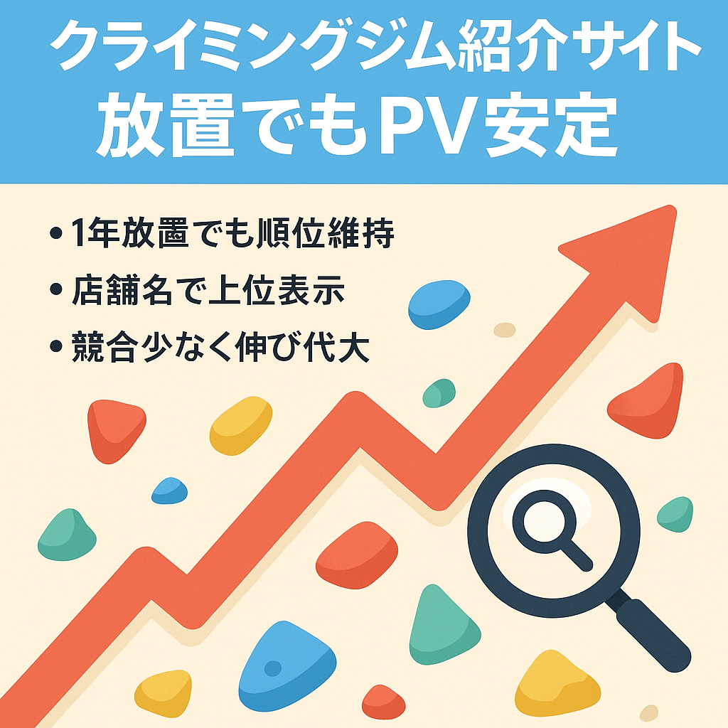 クライミングジム紹介サイト【公開後一ヵ月で放置の為、運営次第で大化けの可能性あり！】