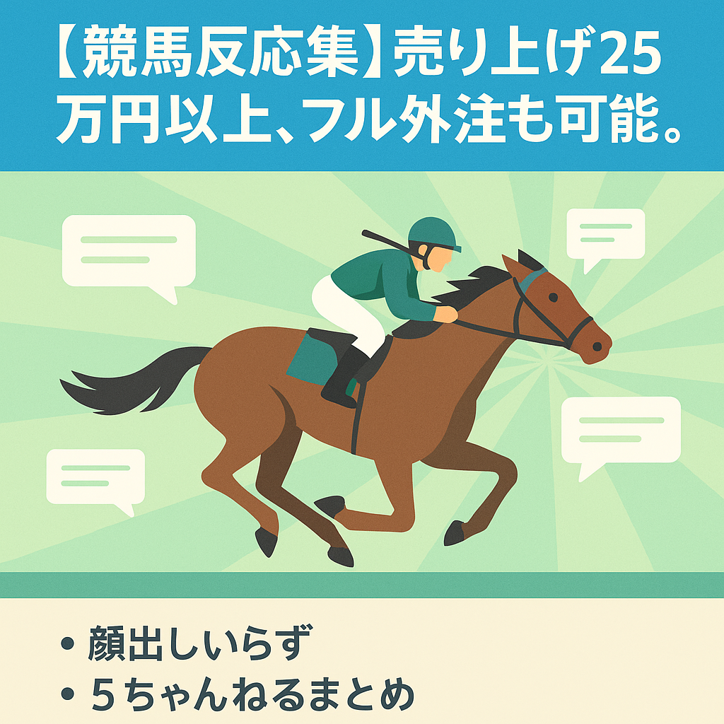 【競馬反応集】売り上げ25万円以上、フル外注も可能。