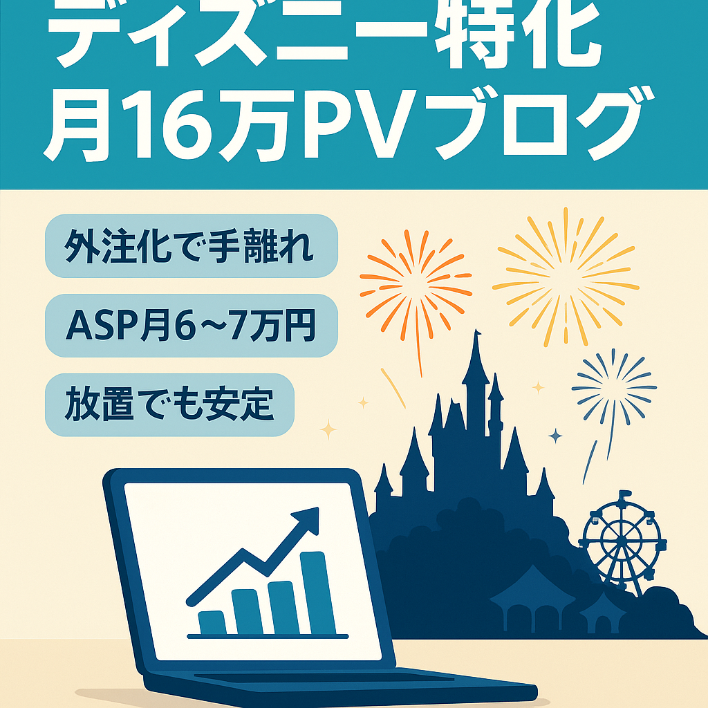【外注ライター＆外注マニュアル付き！★放置でも売上安定】大人気ディズニー特化型ブログ！月間PV16万以上！ASPも右肩上がり！