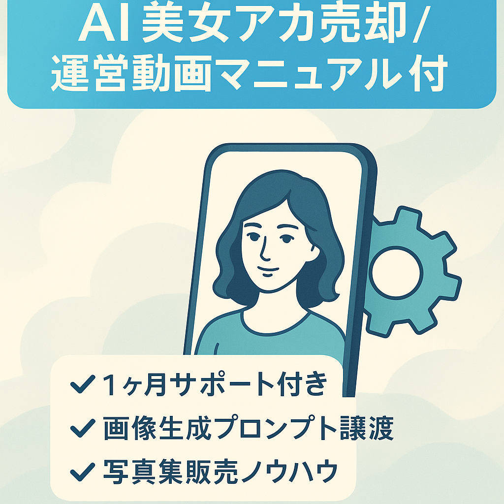 【★人気AI美女アカ】初心者でも簡単に運営・収益化【AI美女生成の動画マニュアル付き】