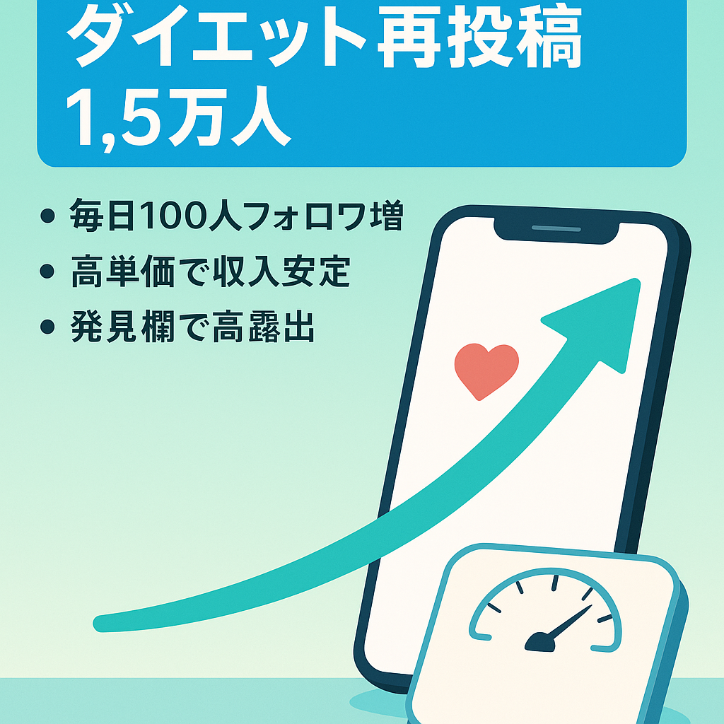 【毎日100人近くフォロワー増加】Instagramダイエットリポストアカウント(フォロワー1.5万人)