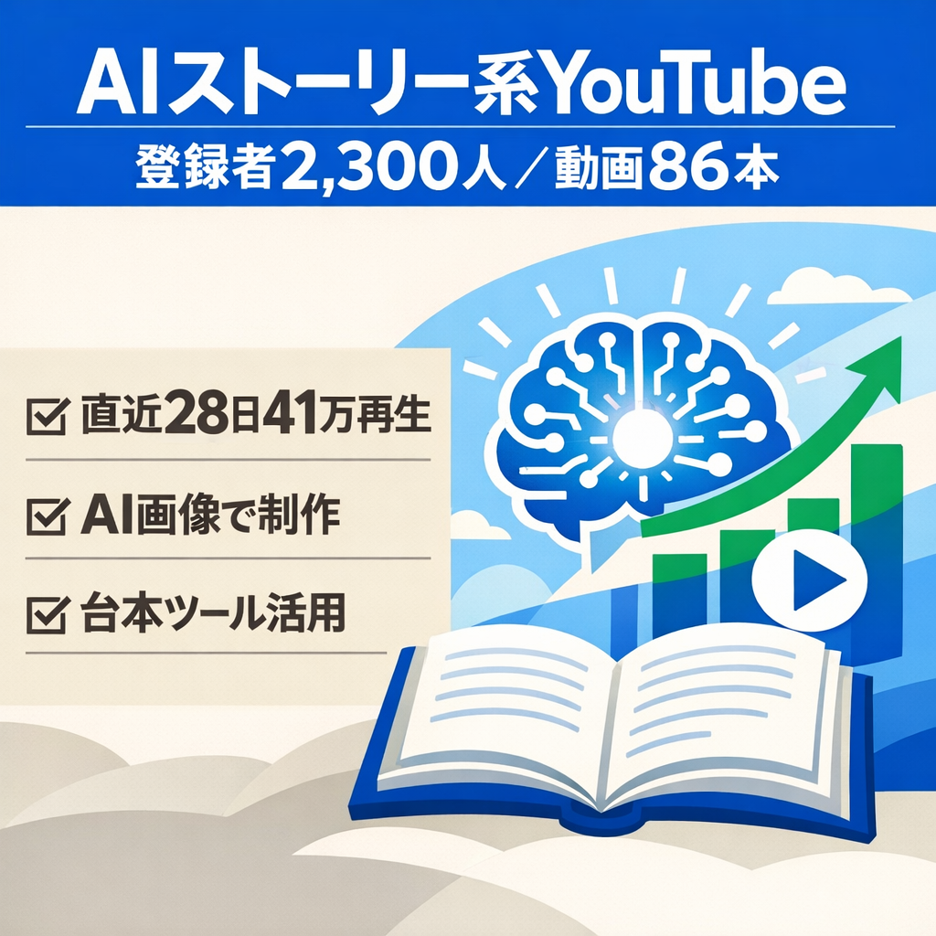 【登録者2,300人】AIストーリー系YouTubeチャンネル｜動画86本