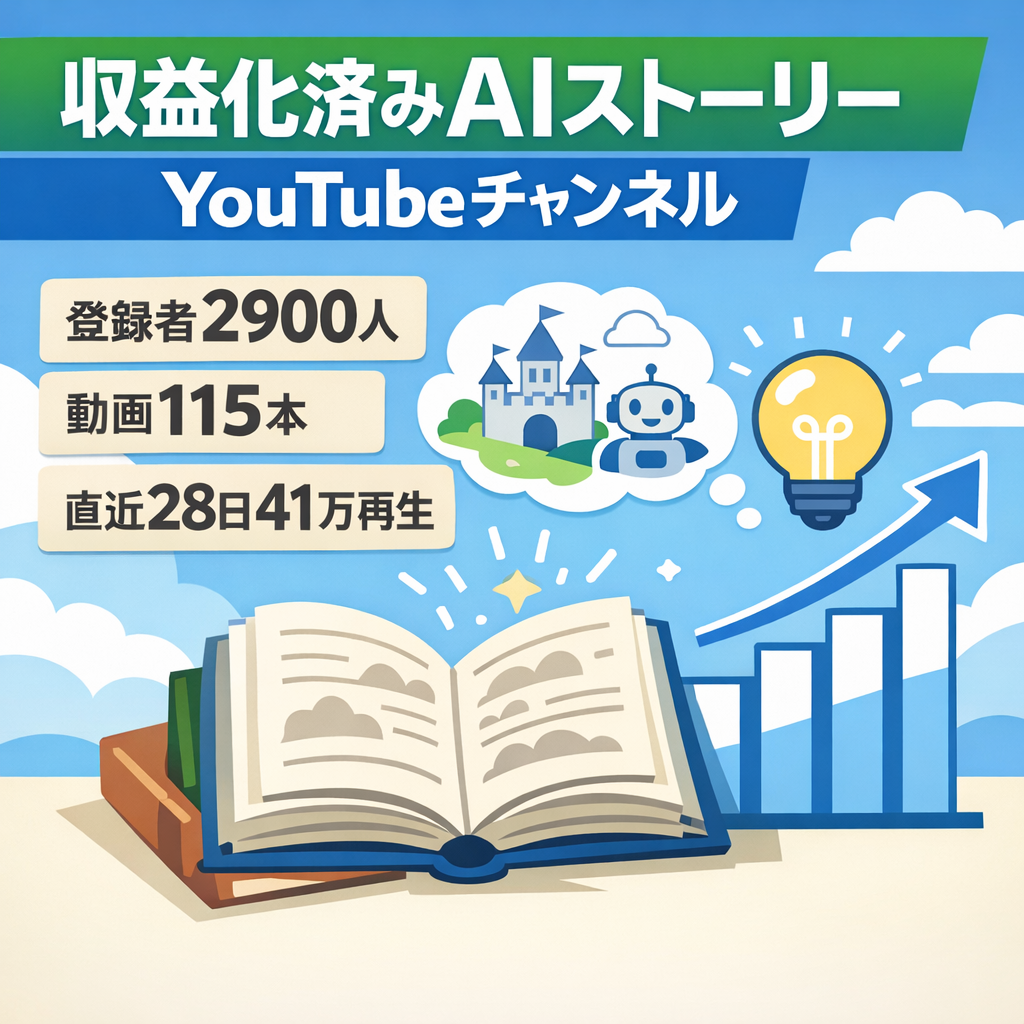 【登録者2,900人】AIストーリー系YouTubeチャンネル｜動画115本　収益化済み