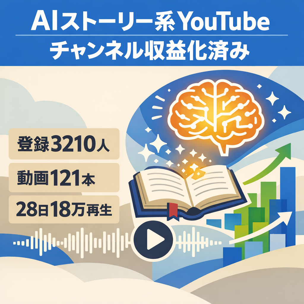 【登録者3210人】AIストーリー系YouTubeチャンネル｜動画121本　収益化済み