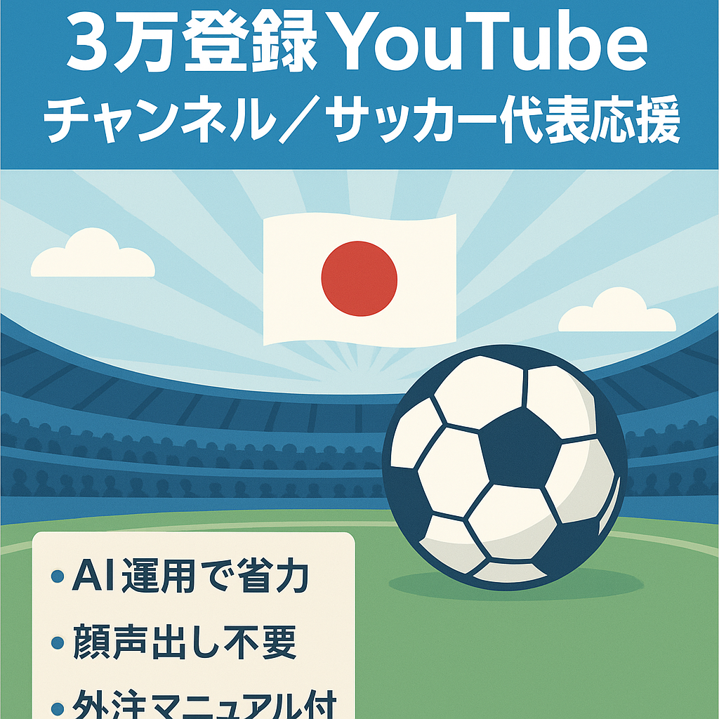 登録者３万人のサッカー日本代表応援チャンネル【ＡＩ運用/属人性なし/フル外注可】