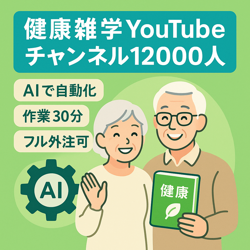 【登録者12000人/作業時間30分】シニア向け健康雑学チャンネル【AI運用/属人性なし/フル外注可能/ネタ大量生産可能】