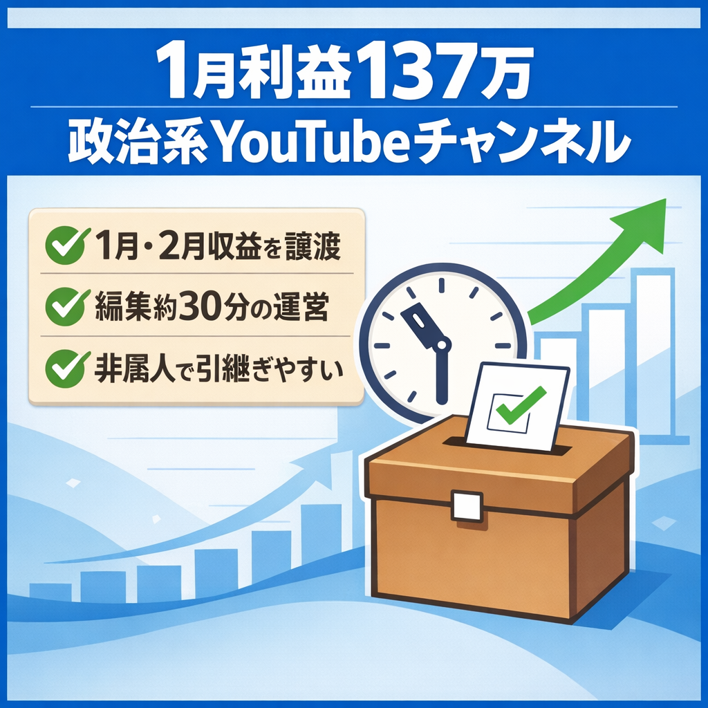 【1月利益137万円】政治系・非属人YouTubeチャンネル【1月,2月収益全額譲渡】