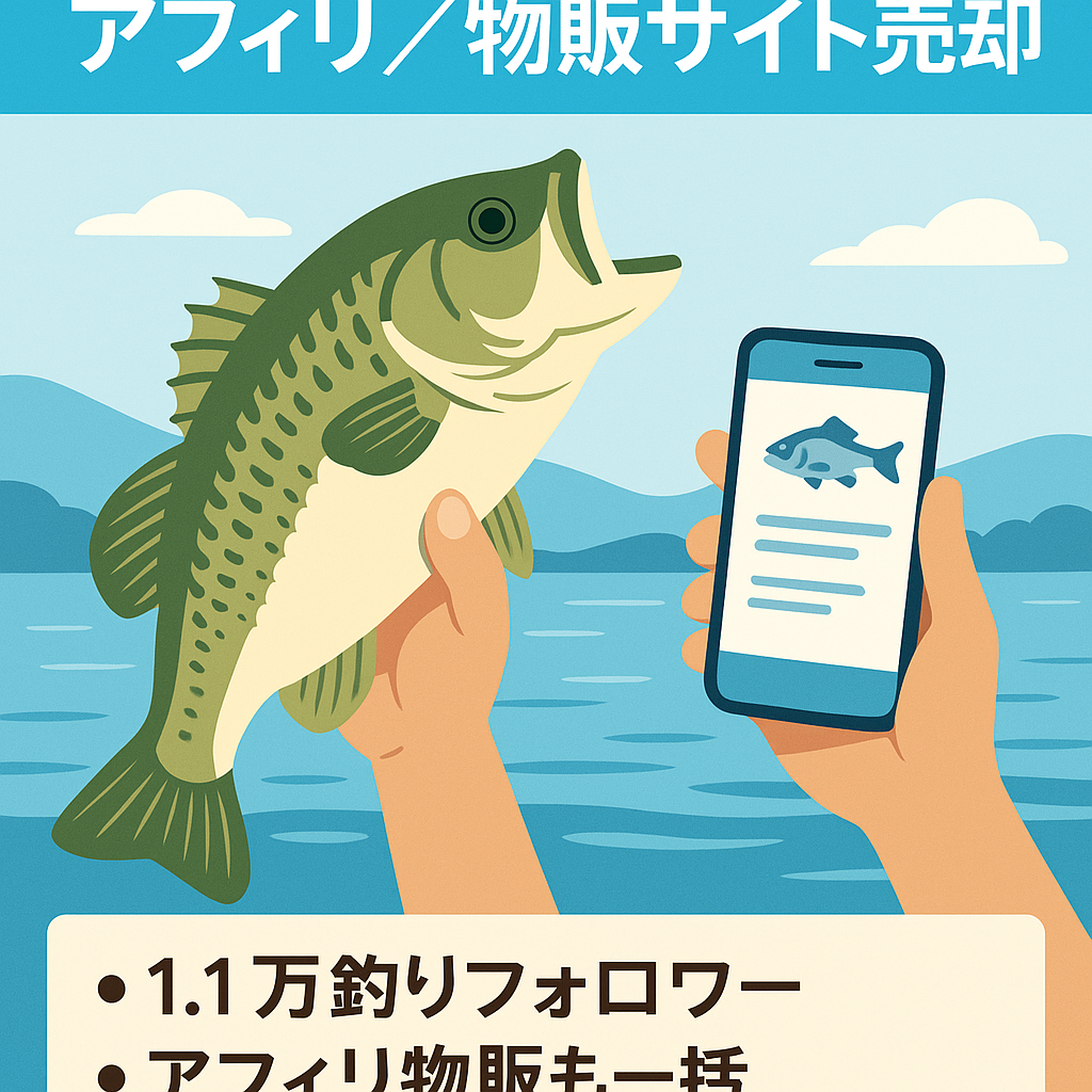 【Instagram 1.1万人】バス釣り情報発信アカウント！関連するアフィリサイトと物販サイトの売却