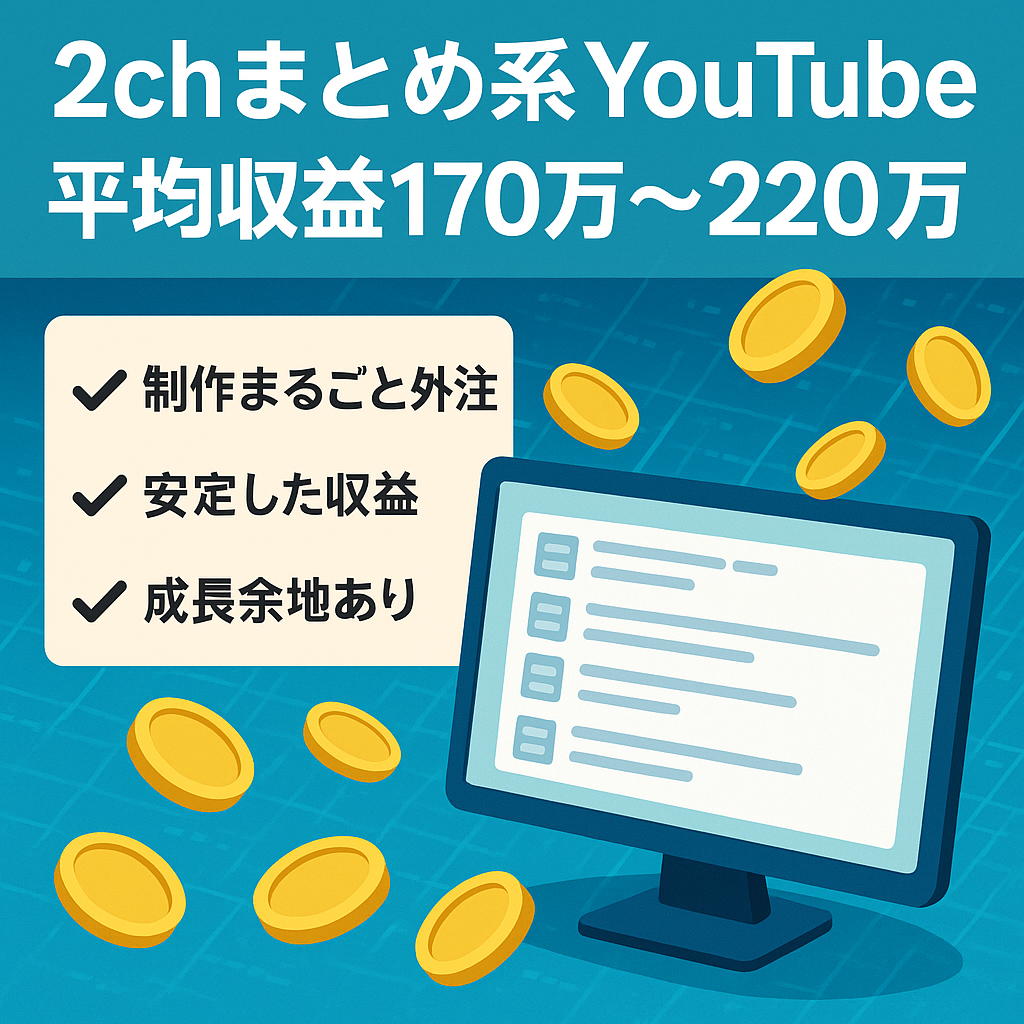 【Youtubeチャンネル】2chまとめ系・月平均収益170万～220万