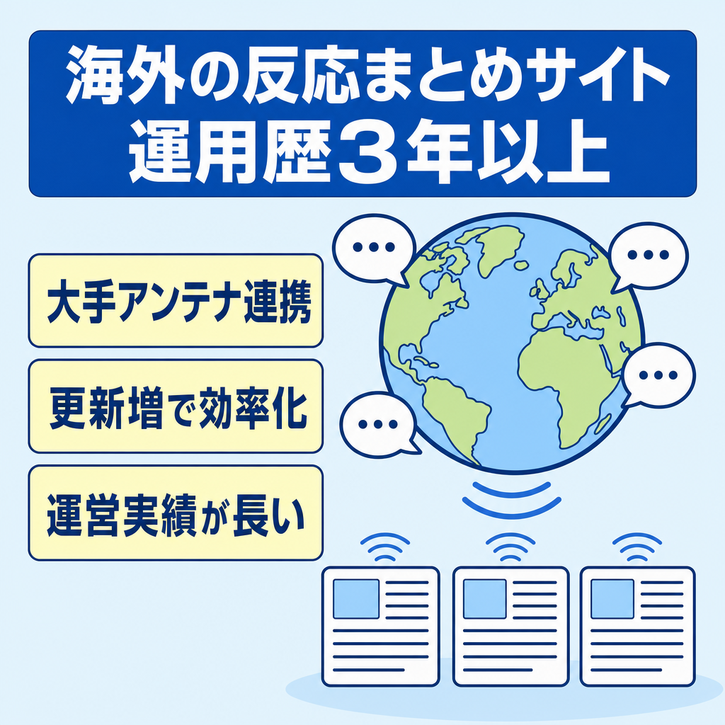 運用歴3年以上！海外の反応まとめサイト！【大手アンテナサイトとの連携あり！】