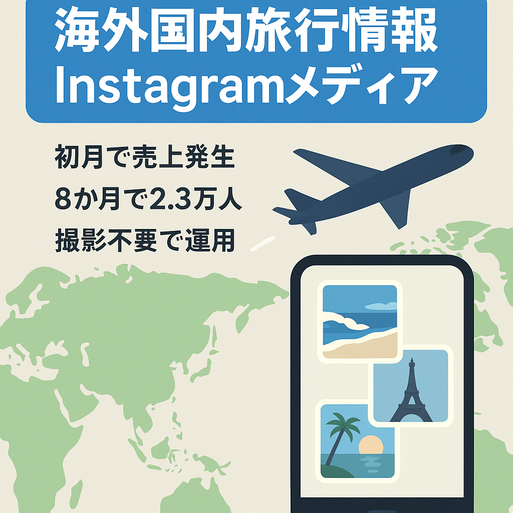 【Instagram 2.2万人】非属人的海外・国内旅行情報発信メディア（マネタイズ初月）（副業に最適）