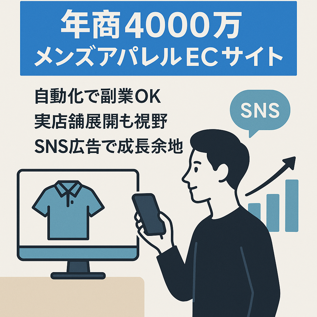 【年商約4000万】アクセス月間10万PV／メンズアパレルECサイト