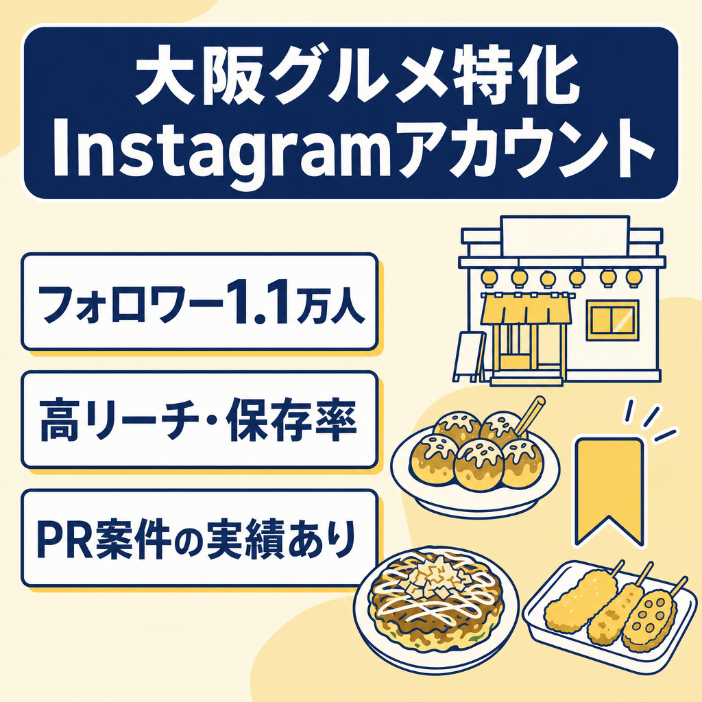 【大阪グルメ特化】Instagram運用アカウント フォロワー11,000人