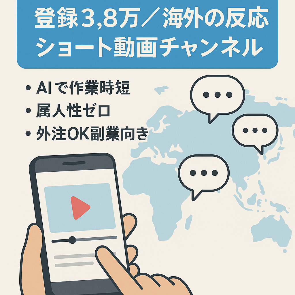 【属人性無し】AI時短可能！登録者3.8万海外の反応系ショートch