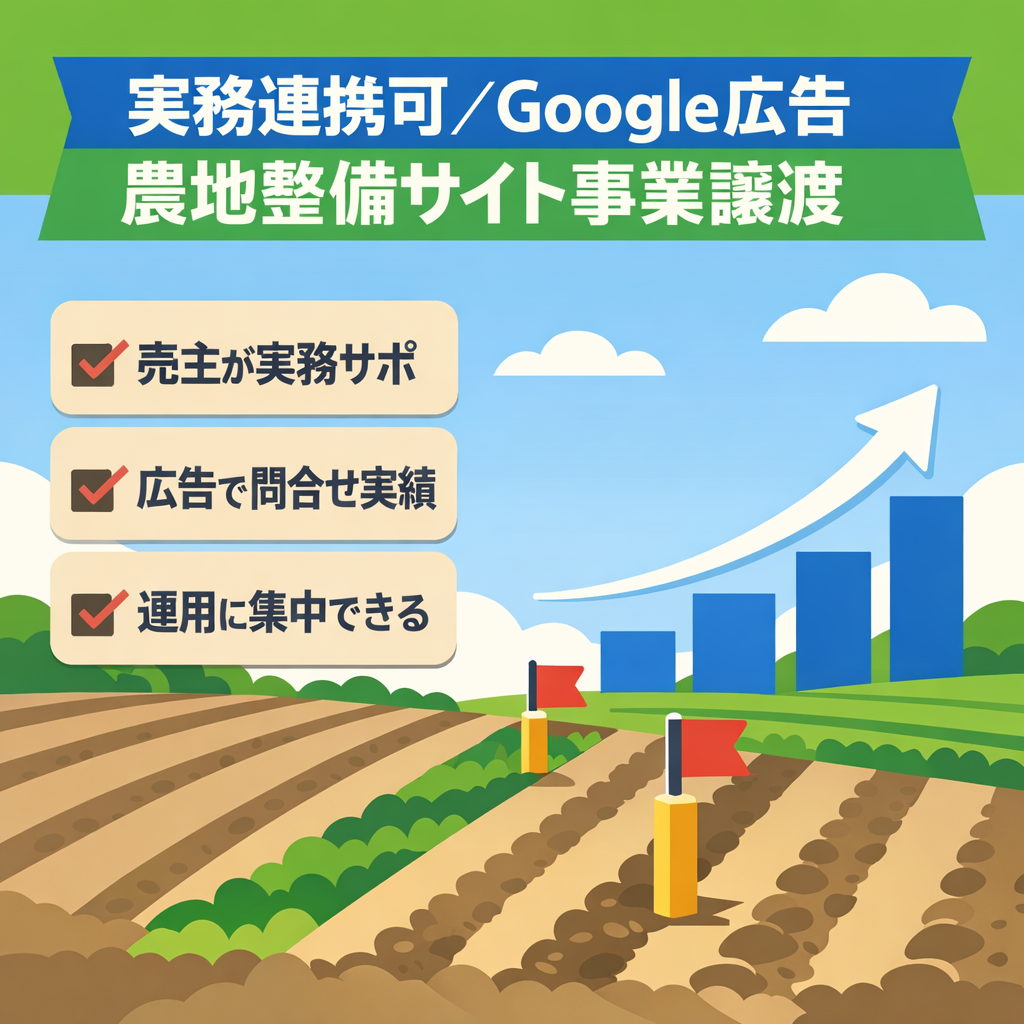 実務連携可能なGoogle広告運用の農地整備サイト事業譲渡