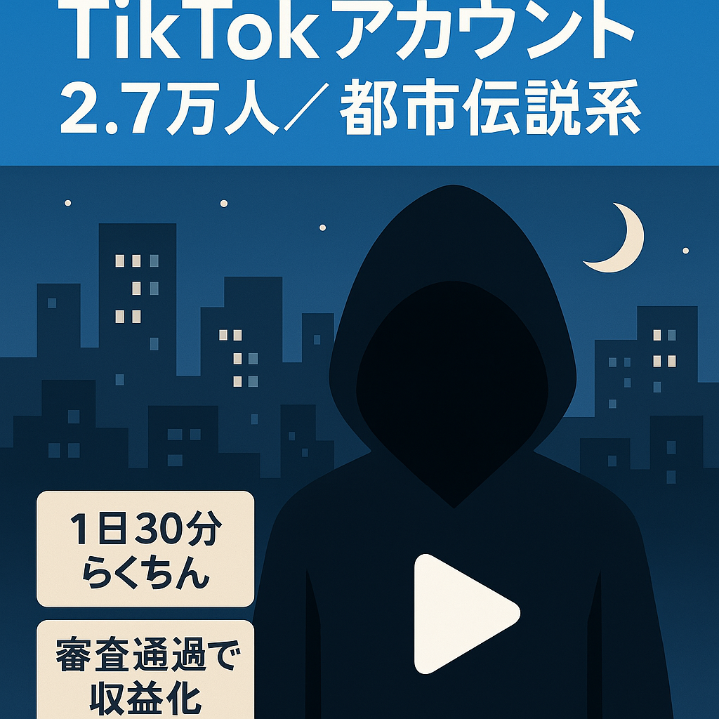 【収益化済・運用初心者オススメ！】TikTok2.7万人!今流行りの都市伝説系アカウント！