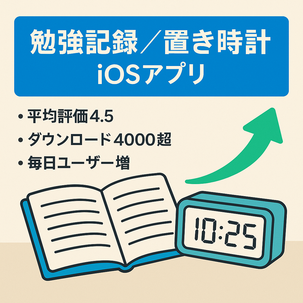 【ユーザー増加中で成長期】iOS 勉強記録＆置き時計アプリ